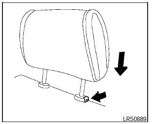 To lower, push and hold the lock knob and push