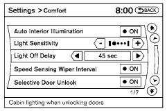 Comfort settings