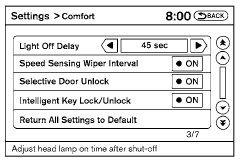 Auto Interior Illumination: Select to turn on or