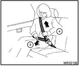 3 Position the lap belt portion low and snug