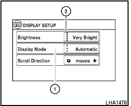 Other items are adjusted by selecting one of a set