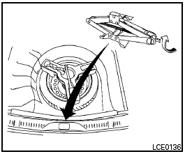 6. Install the jack in its storage area and tighten