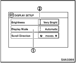 Other items are adjusted by selecting one of a