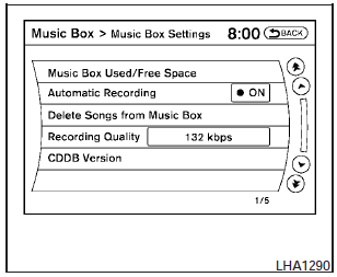 Music Box settings