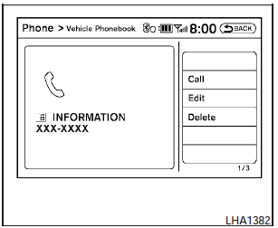 Editing the Vehicle Phonebook