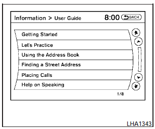 Displaying user guide