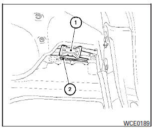 Remove the jack (1) and wheel nut wrench (2)-