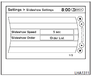 Slideshow settings